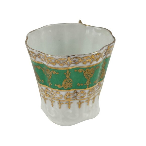 Antique Victoria Carlsbad Austria Porcelain demi tasse With Gold & Green Ornate - Picture 3 of 12